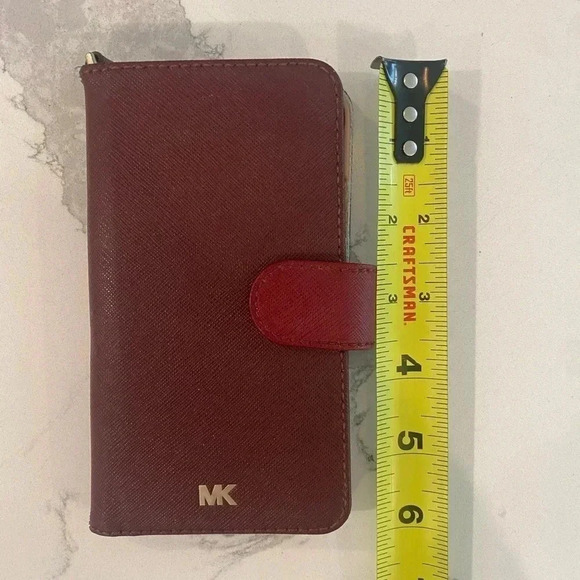Michael Kors Phone Case/Wallet. Magnet snap close. 6” tall x 3.5” wide. Oxblood. - Picture 2 of 9